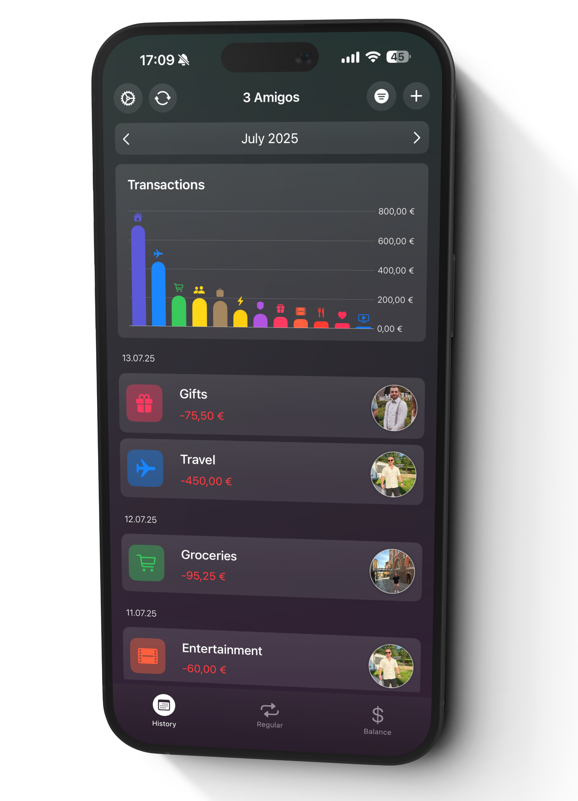 SplitBudget app screenshot on phone